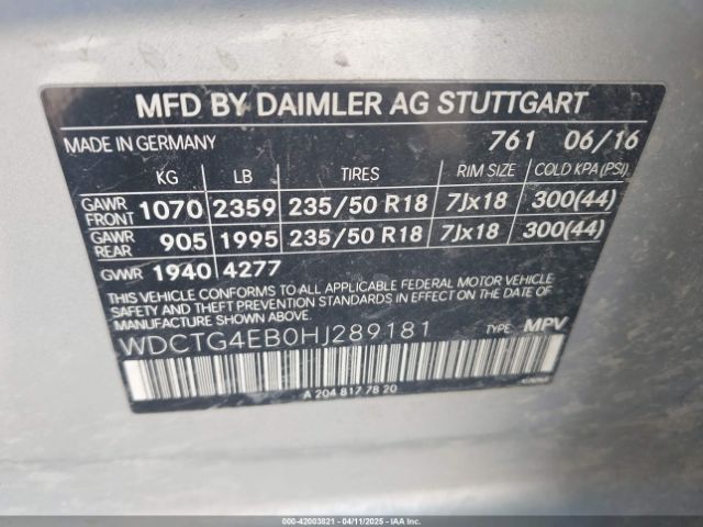 2017 MERCEDES-BENZ GLA 250 WDCTG4EB0HJ289181 Photo 8