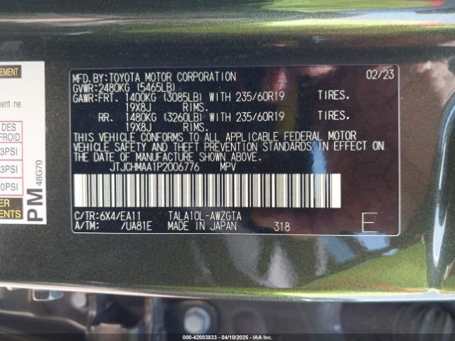JTJCHMAA1P2006776 Lexus Rx 350 Premium