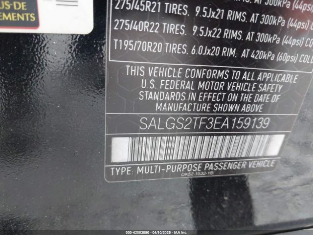 SALGS2TF3EA159139 Land Rover Range Rover 5.0l V8 Supercharged/5.0l V8 Supercharged Ebony Edition