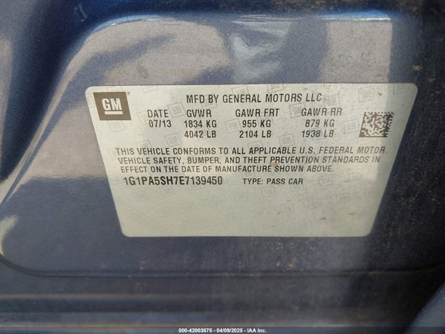 1G1PA5SH7E7139450 Chevrolet Cruze Ls Auto