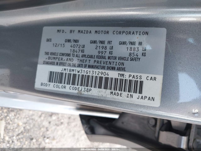 JM1BM1W31G1312904 Mazda Mazda3 S Touring