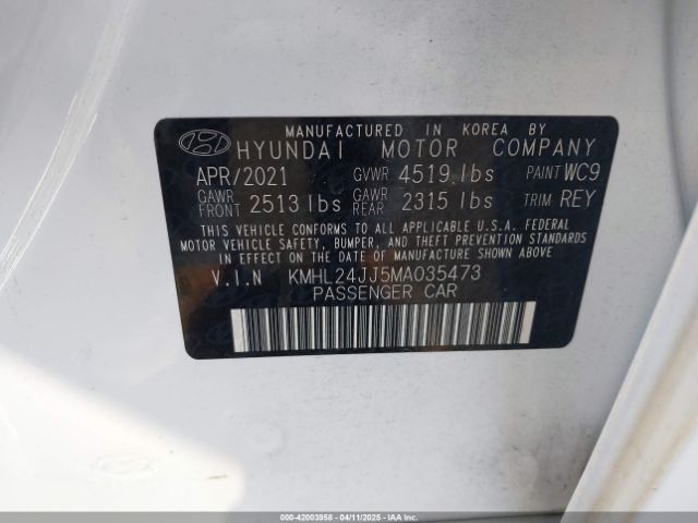 KMHL24JJ5MA035473 Hyundai Sonata Blue