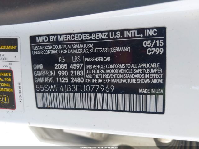 55SWF4JB3FU077969 Mercedes-Benz C 300 Luxury/sport