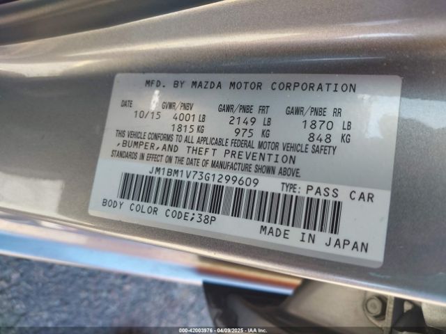 JM1BM1V73G1299609 Mazda Mazda3 I Touring