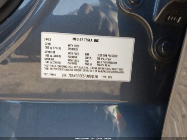 2023 TESLA MODEL Y 7SAYGDEE5PA099226 Photo 8