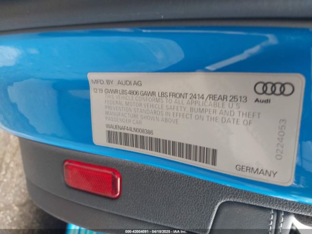 2020 AUDI A4 WAUENAF44LN008386 Photo 8