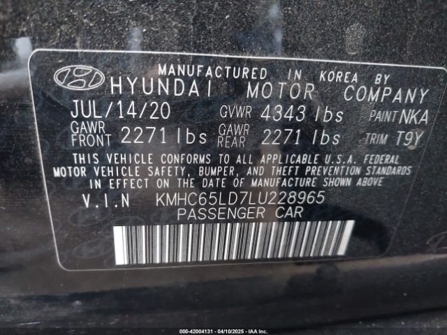 KMHC65LD7LU228965 Hyundai Ioniq Plug-in Hybrid Se