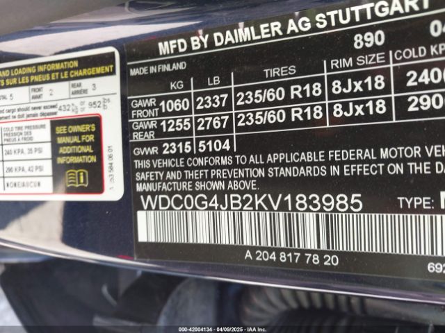 WDC0G4JB2KV183985 Mercedes-Benz GLC 300