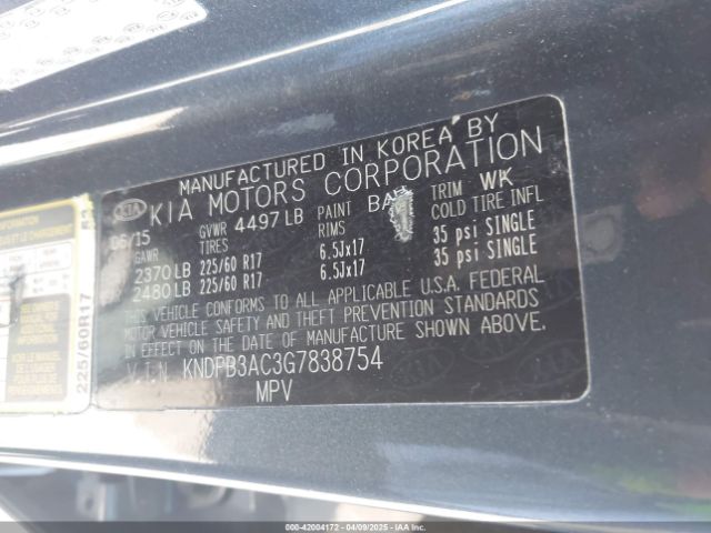 KNDPB3AC3G7838754 KIA Sportage Lx