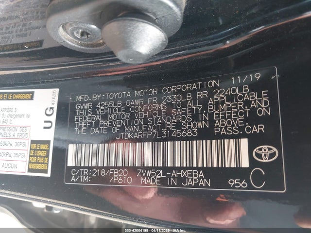 JTDKARFP7L3145683 Toyota Prius Prime Le
