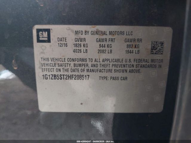 1G1ZB5ST2HF208517 Chevrolet MALIBU LS