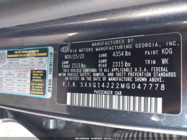 5XXG14J22MG047778 KIA K5 LXS