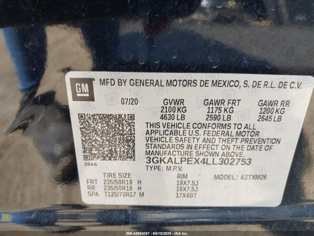 3GKALPEX4LL302753 GMC Terrain Fwd Slt
