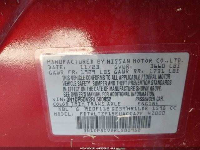3N1CP5DV2RL500952 Nissan Kicks Sr Xtronic Cvt