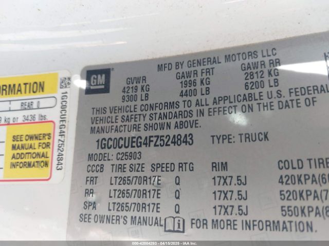 1GC0CUEG4FZ524843 Chevrolet Silverado 2500hd Wt