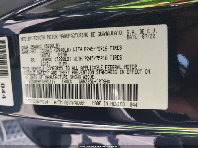 3TYSZ5AN9NT095317 Toyota Tacoma Sr5 V6