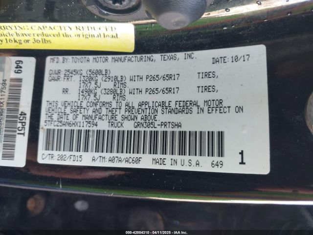 5TFCZ5AN6HX117594 Toyota Tacoma Trd Sport