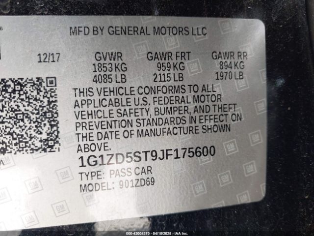 1G1ZD5ST9JF175600 Chevrolet MALIBU LT