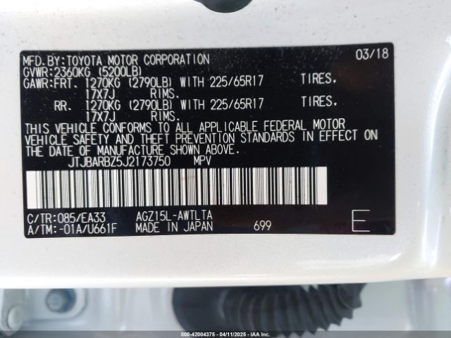 JTJBARBZ5J2173750 Lexus NX 300