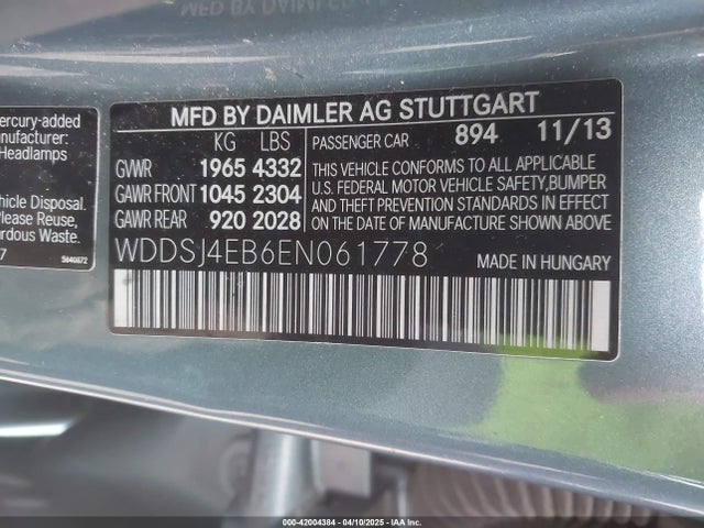 Mercedes-Benz CLA 250 2014 WDDSJ4EB6EN061778 Image 9