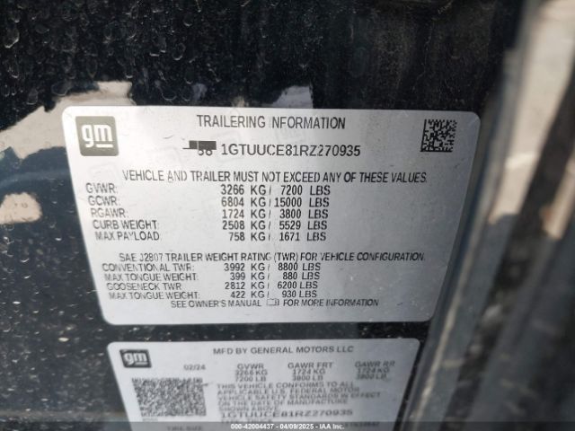1GTUUCE81RZ270935 GMC Sierra K1500 Elevation
