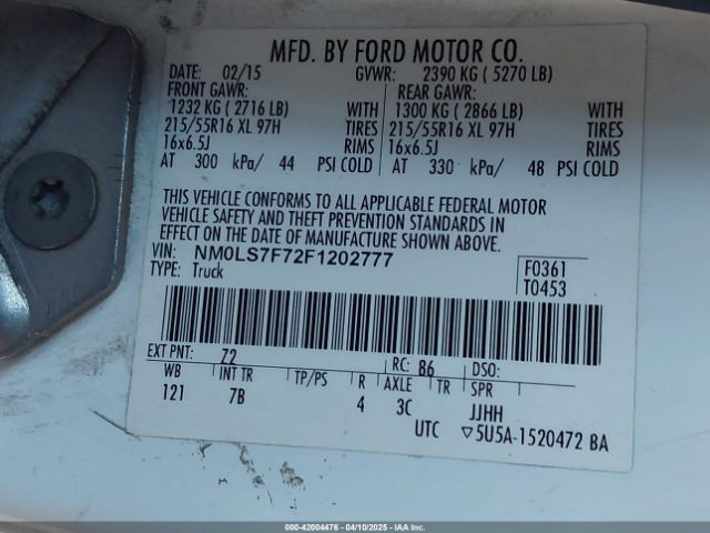 NM0LS7F72F1202777 Ford Transit Connect Xlt
