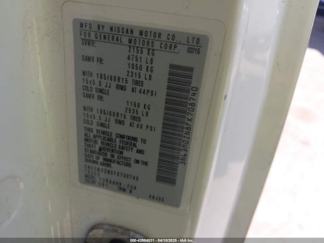 3N63M0ZN8FK708740 Chevrolet City Express 1lt