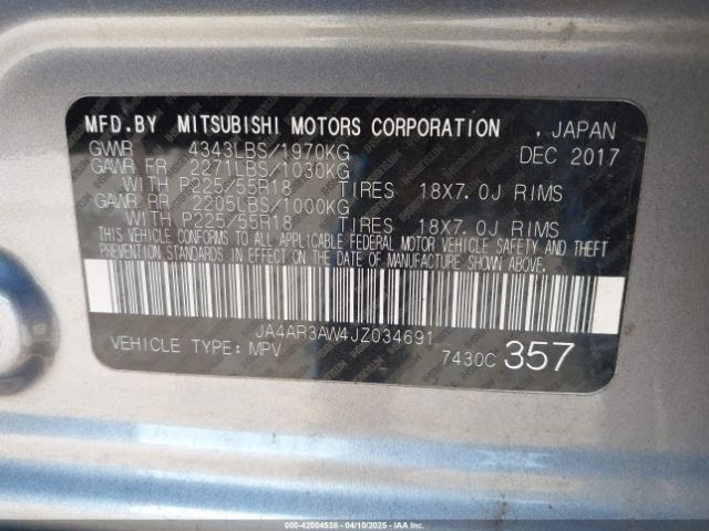 JA4AR3AW4JZ034691 Mitsubishi Outlander Sport 2.4 Se
