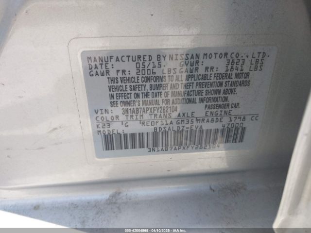 3N1AB7APXFY282104 Nissan SENTRA SV