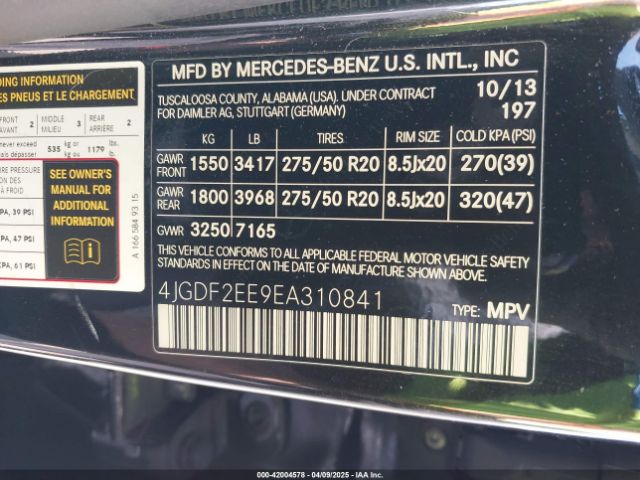 4JGDF2EE9EA310841 Mercedes-Benz Gl 350 Bluetec 4matic