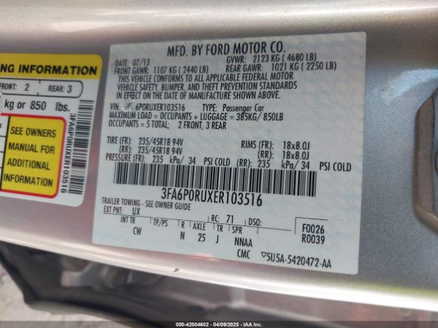 3FA6P0RUXER103516 Ford Fusion Hybrid Titanium