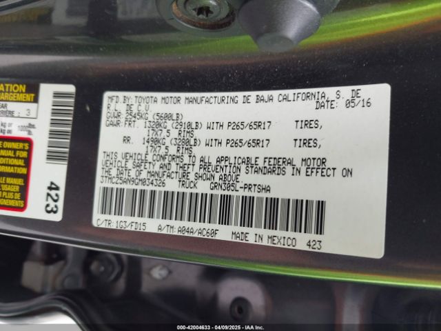 3TMCZ5AN9GM034326 Toyota Tacoma Trd Sport