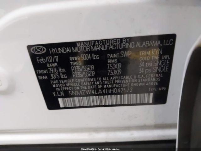 5NMZW4LA4HH042572 Hyundai Santa Fe Sport 2.0t Ultimate