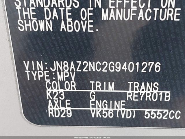 JN8AZ2NC2G9401276 Infiniti QX80
