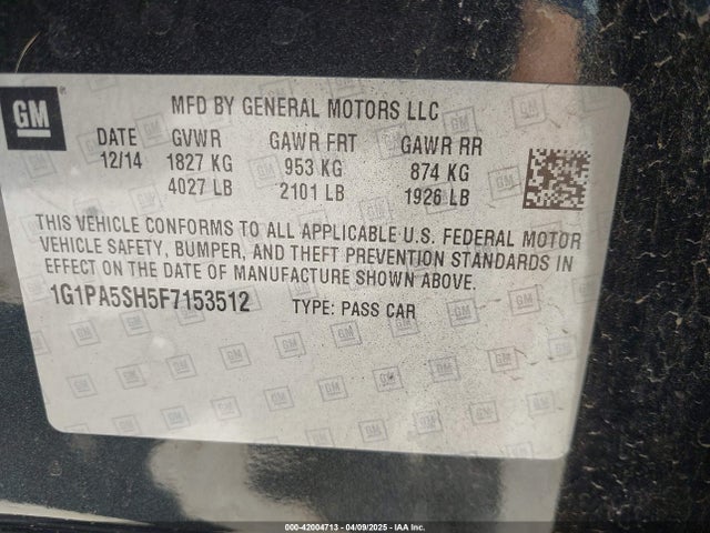 1G1PA5SH5F7153512 Chevrolet Cruze Ls Auto