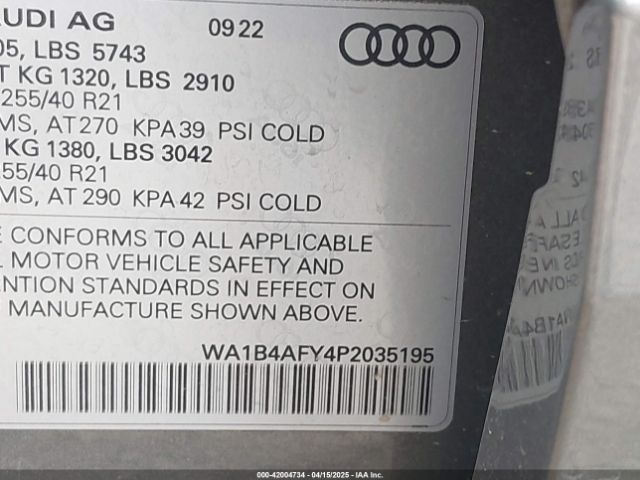 WA1B4AFY4P2035195 Audi Sq5 Premium Plus Tfsi Quattro Tiptronic