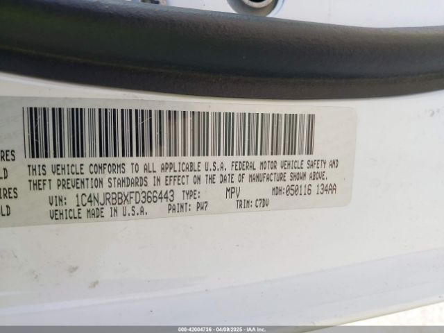 1C4NJRBBXFD366443 Jeep Patriot Sport