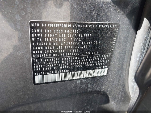 3VV3B7AX3LM176300 Volkswagen Tiguan 2.0t Se/2.0t Se R-line Black/2.0t Sel