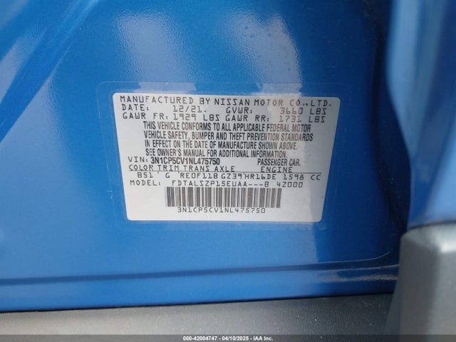3N1CP5CV1NL475750 Nissan 2022