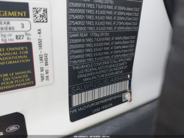 2020 LAND ROVER RANGE ROVER SPORT SALWR2SU6LA894542 Photo 8