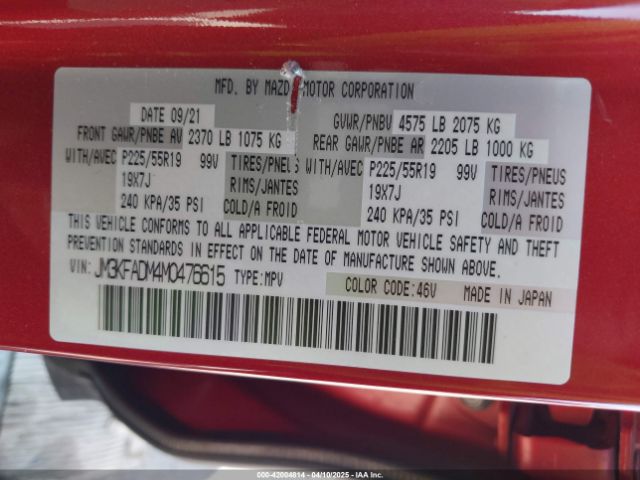 JM3KFADM4M0476615 Mazda Cx-5 Grand Touring