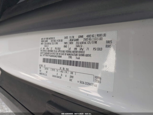 1FTYR1YG6KKA31664 Ford Transit-250