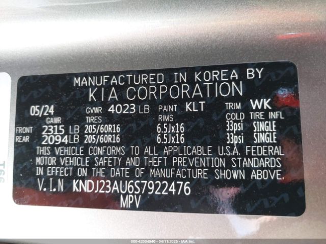 KNDJ23AU6S7922476 KIA SOUL LX