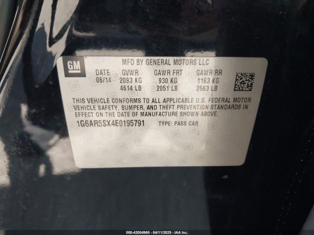 1G6AR5SX4E0195791 Cadillac CTS LUXURY