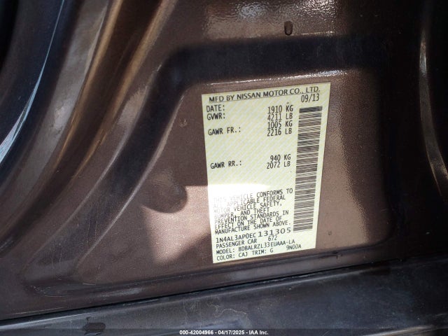 1N4AL3AP0EC131305 Nissan Altima 2.5 S