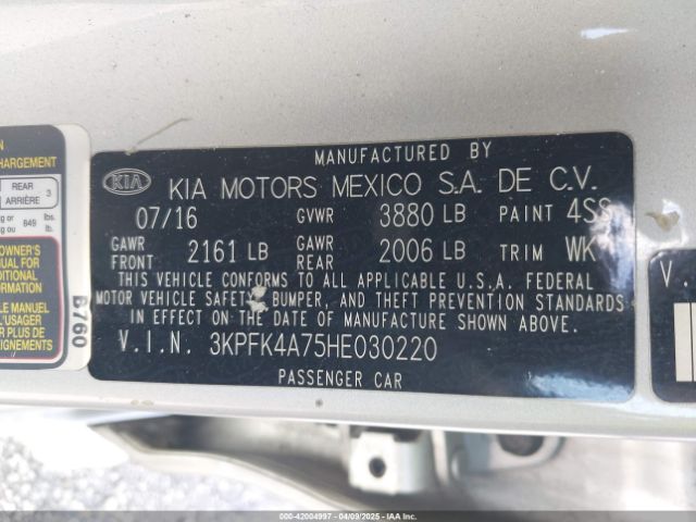 3KPFK4A75HE030220 KIA FORTE LX