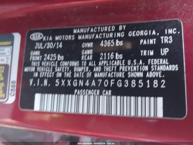 5XXGN4A70FG385182 KIA OPTIMA EX