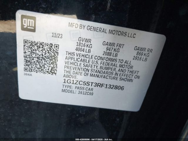 1G1ZC5ST3RF132806 Chevrolet Malibu Fwd 1fl