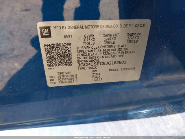 3GCPCSEC9JG162601 Chevrolet Silverado 1500 1lz