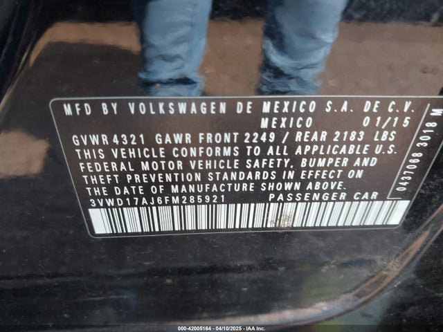 3VWD17AJ6FM285921 Volkswagen Jetta 1.8t Se